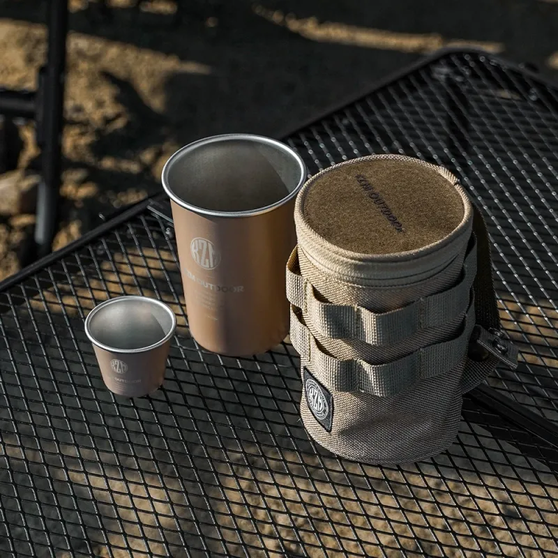 【綠色工場】KAZMI KZM 工業風304不鏽鋼套杯8件組 不鏽鋼杯 酒杯 飲料杯 露營用杯 水杯 附收納袋