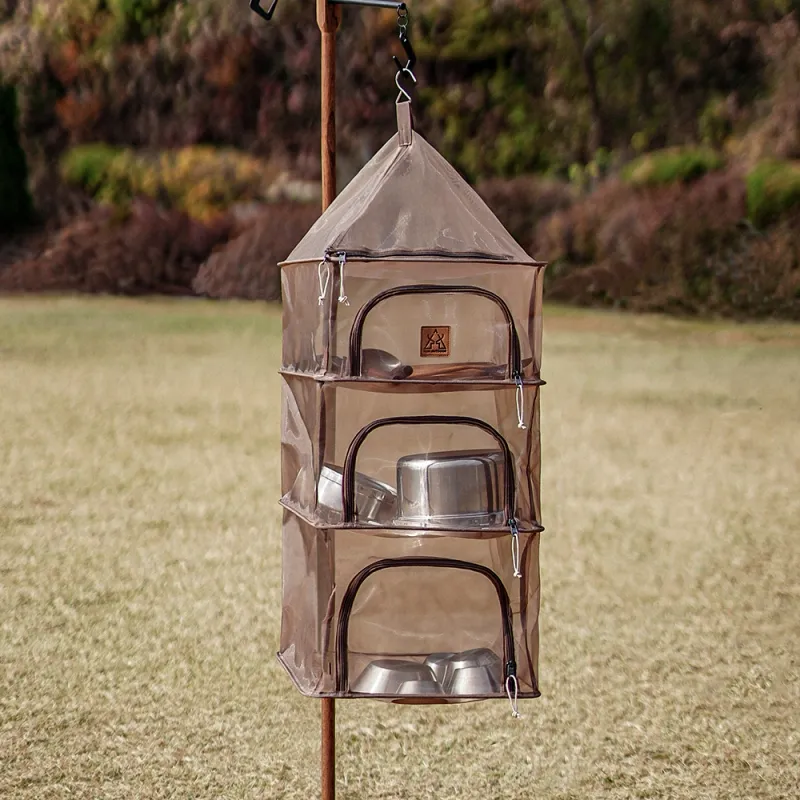 【綠色工場】KAZMI KZM 四層方形餐櫥籃(可可) 摺疊碗籃 瀝水籃 吊碗籃 掛物籃 吊掛籃 曬碗籃