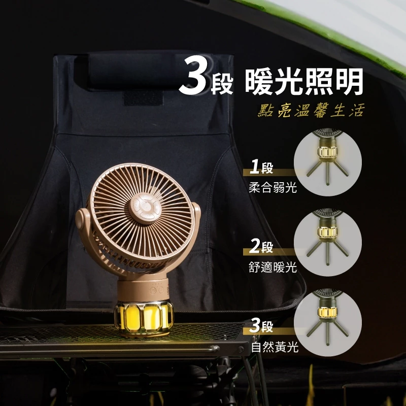 SANSUI 山水 多功能照明風扇【綠色工場】附收納盒 充電式風扇 行動風扇 戶外風扇 桌上型風扇 可擺頭小夜燈 照明