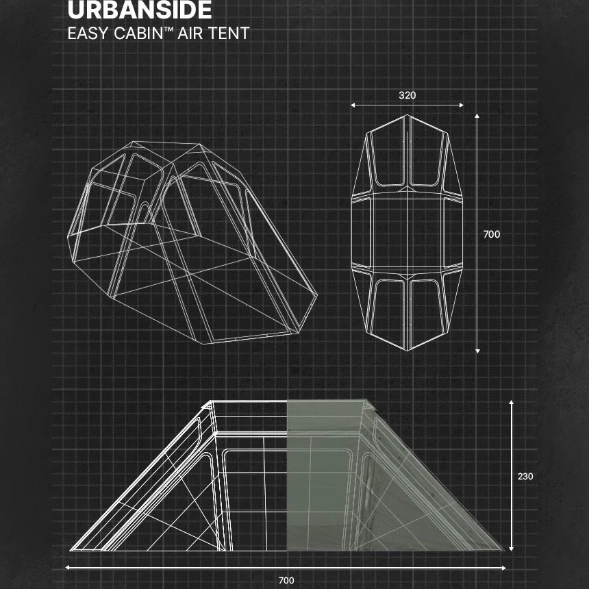 URBANSIDE｜EASY CABIN AIR TENT｜充氣式隧道帳 【綠色工場】充氣帳 氣柱帳 一房一廳 帳篷
