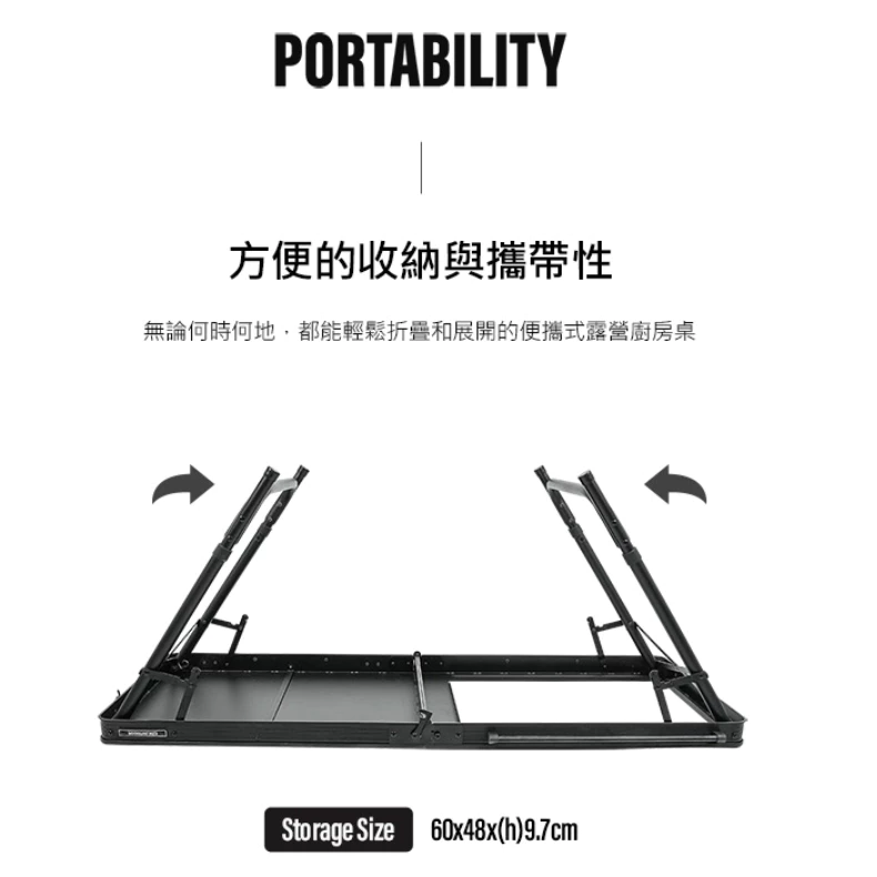 KZM 工業風單位廚房桌【綠色工場】IGT露營桌 折疊桌 便攜桌 鋼板桌 收納桌 附收納袋、一單位桌板 kazmi