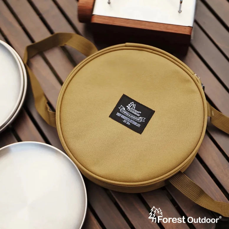 Forest Outdoor 304隔熱不鏽鋼盤5入盤組【綠色工場】含收納包 露營餐盤 圓盤 露營盤 托盤