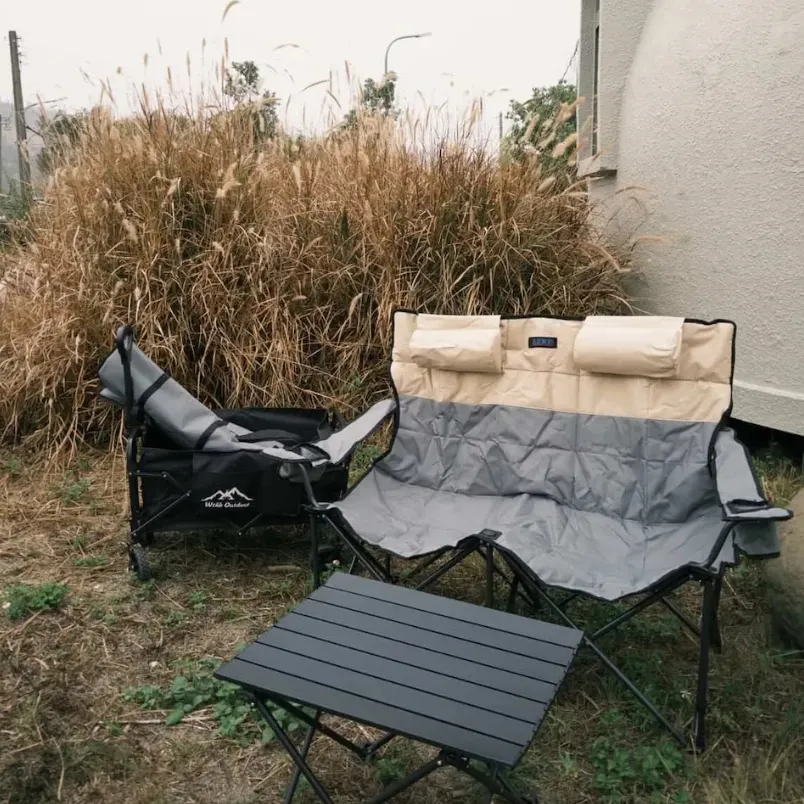 【LEKE 樂客】 森寓靠枕雙人椅 (米灰配色)