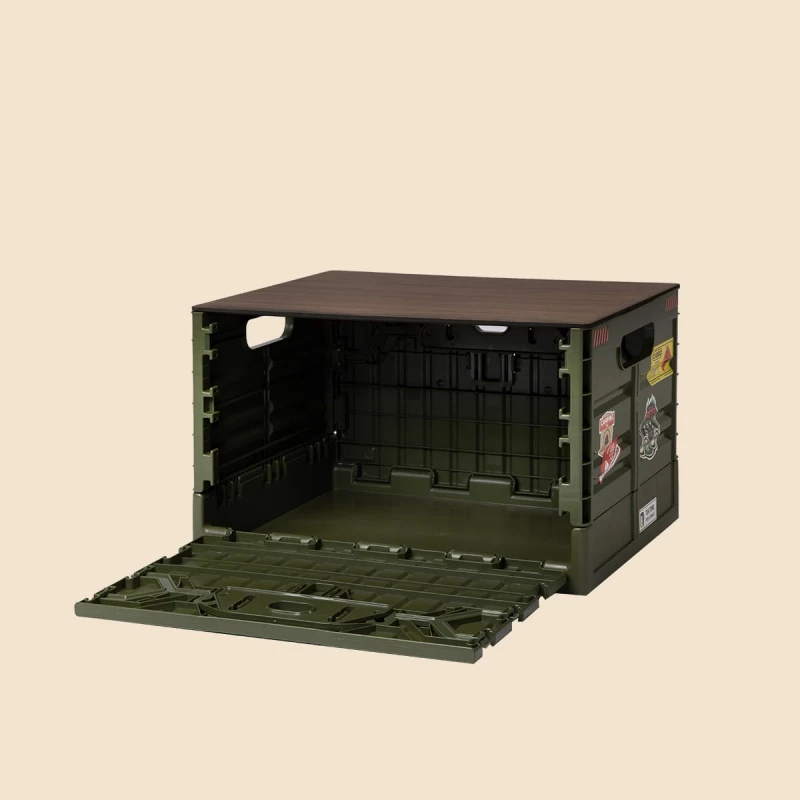 Cargo 工業風折疊收納箱【綠色工場】 側開箱 置物箱 折疊箱 露營收納箱 硬漢箱 整理箱 露營桌 居家收納 車載儲物