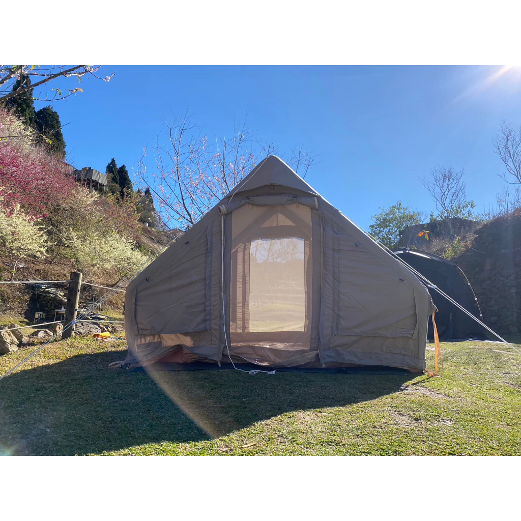 【綠色工場】YAKIMA 戶外充氣帳 棉布充氣帳 加厚棉布充氣帳篷 充氣帳篷 科技棉 紗窗 露營 打氣帳 (附打氣筒)