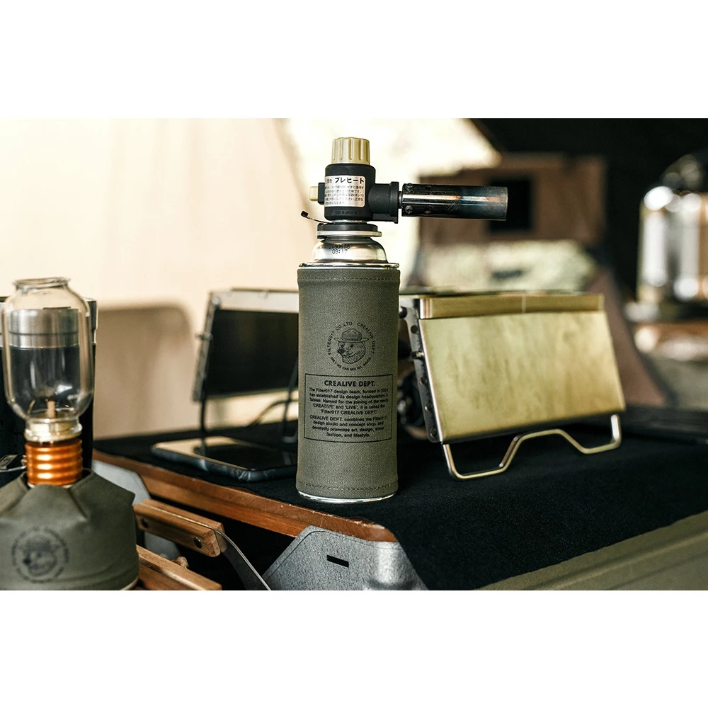 【綠色工場】Filter017 上蠟帆布卡式瓦斯罐套 軍風軍綠 卡式爐 瓦 斯斯爐 高山爐 蜘蛛爐 高功率爐 露營 野營