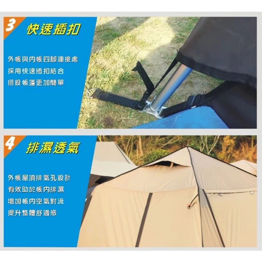 威力屋 黑獅王300KING (黑膠)【綠色工場】別墅帳篷 多人帳篷 速搭帳 四季帳 一房一廳 露營帳篷 快速帳 台灣製