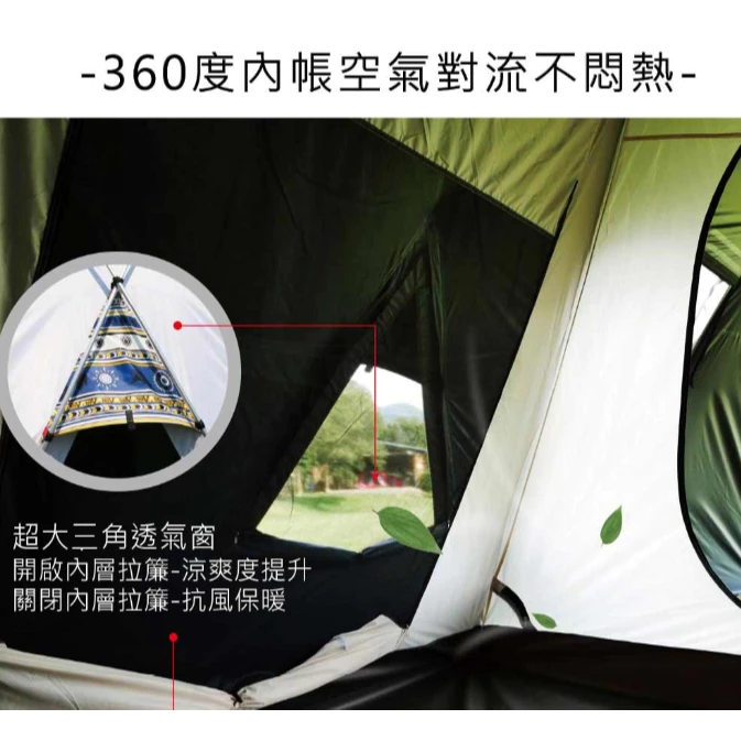 Outdoorbase 彩繪天空2D帳篷<贈頂布>【綠色工場】SKYPAINTER 一房一廳帳 別墅帳 黑膠帳 4人帳