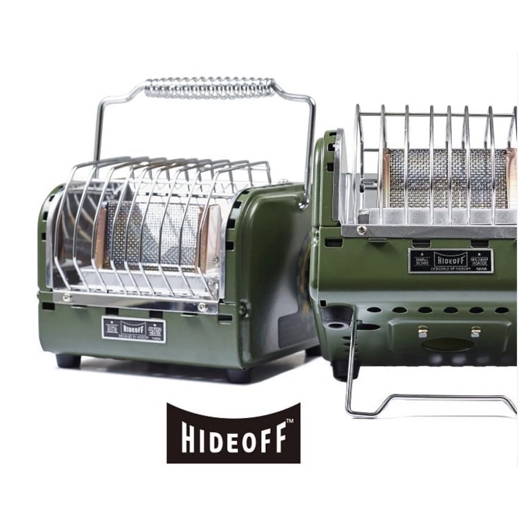 【綠色工場】 HIDEOFF 復古方形暖 韓國製 軍事風款式(軍綠 / 黑色 )瓦斯暖爐 陶瓷瓦斯暖爐 保暖 戶外 露營