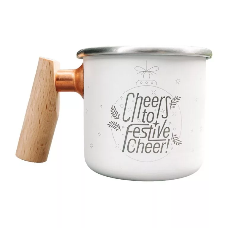 Truvii 聖誕木柄琺瑯/白鐵杯【綠色工場】聖誕限定 感溫變色杯 馬克杯 琺瑯杯 水杯 交換禮物 露營