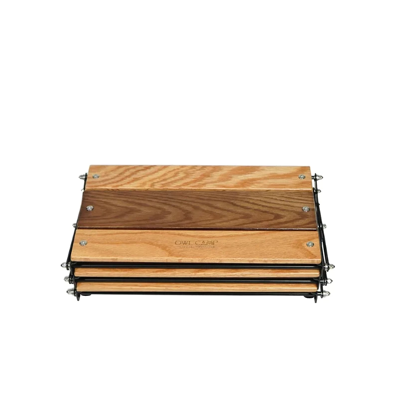 Owl Camp 桌面三層折疊置物架 DSR【綠色工場】置物架 實木層架 三層架 迷你層架 堆疊 附收納袋