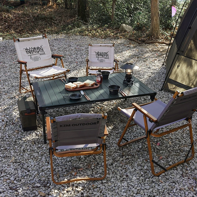 KAZMI KZM 工業風輕量蛋捲桌【綠色工場】露營桌 鋁合金桌 摺疊收納 附收納袋 摺疊桌