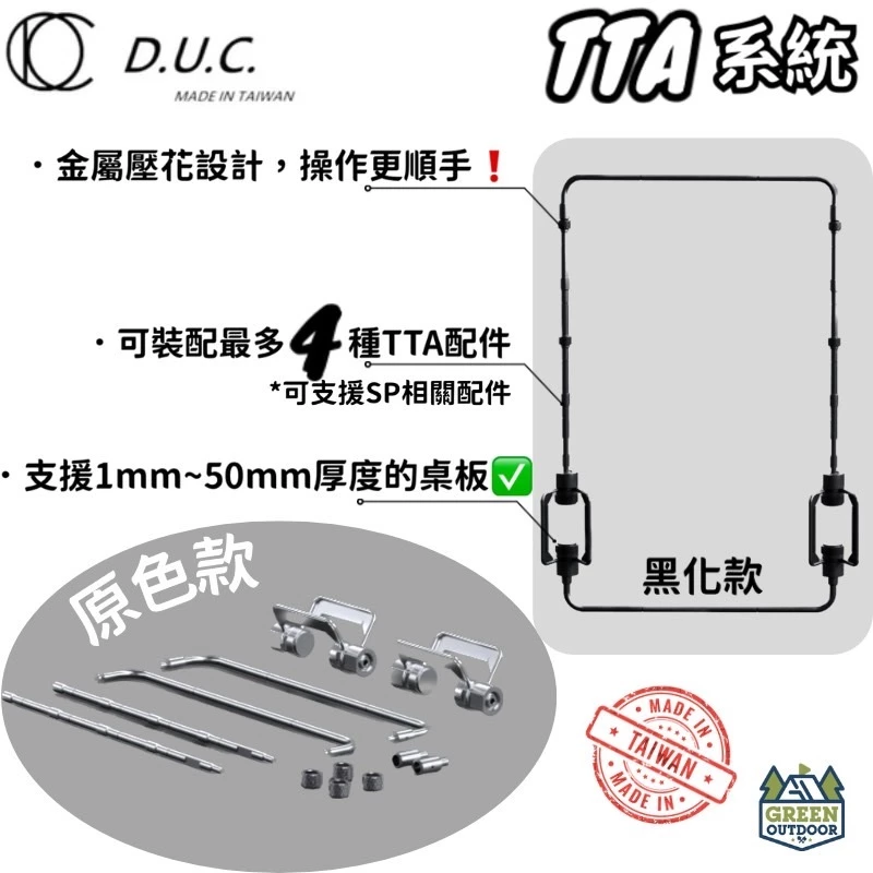 D.U.C IGT/TTA系統套組 【綠色工場】桌邊掛物架 置物架 吊物架 台灣製 快速展開 碗籃 消光黑 半單位