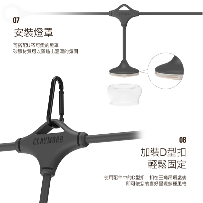 CLAYMORE CADENA UF5 串燈【綠色工場】露營燈串 LED燈泡串 掛燈 氣氛燈 附收納袋、矽膠燈罩