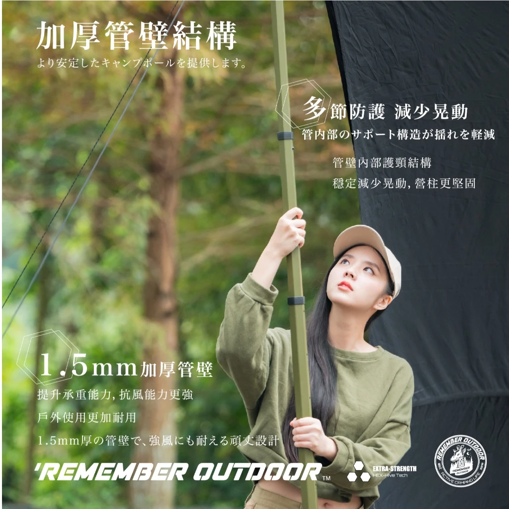 樂活不露 蜂巢伸縮鋁合金營柱【綠色工場】Remember Outdoor 伸縮營柱 天幕營柱 帳篷營柱 高強度鋁合金