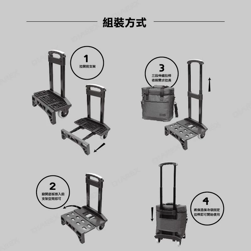 領航家 酷卡拉桿式保冷袋 30L【綠色工場】 ProKamping coolcar 手拉車 保冰袋 保溫包 保冰拖車