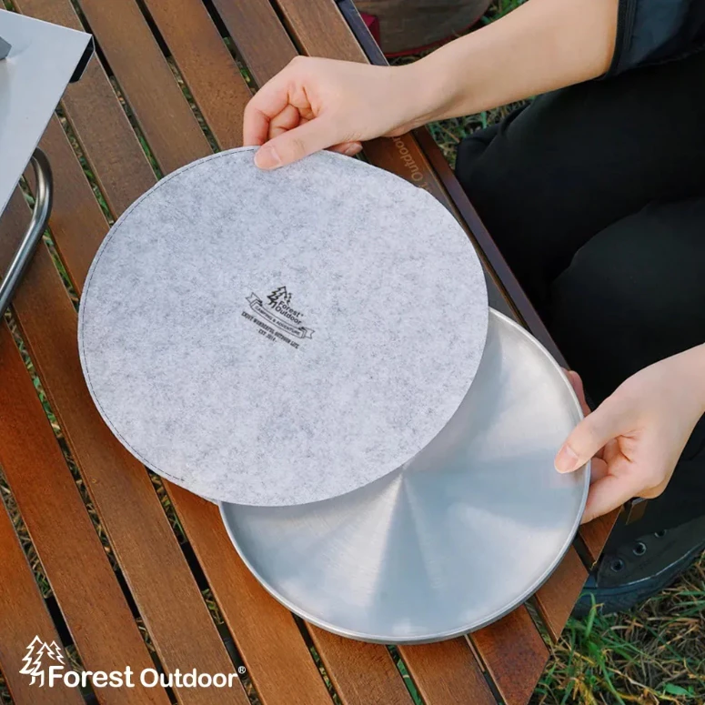 Forest Outdoor 304隔熱不鏽鋼盤5入盤組【綠色工場】含收納包 露營餐盤 圓盤 露營盤 托盤