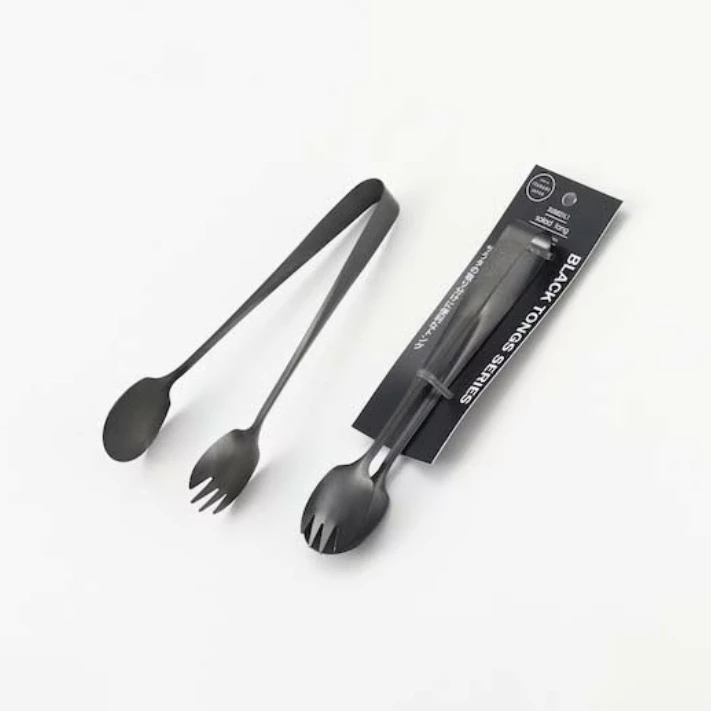 IDEA SEKIKAWA 沙拉夾【綠色工場】日本製 日本燕三条製 BLACK 料理夾 不鏽鋼夾 夾子 露營炊具