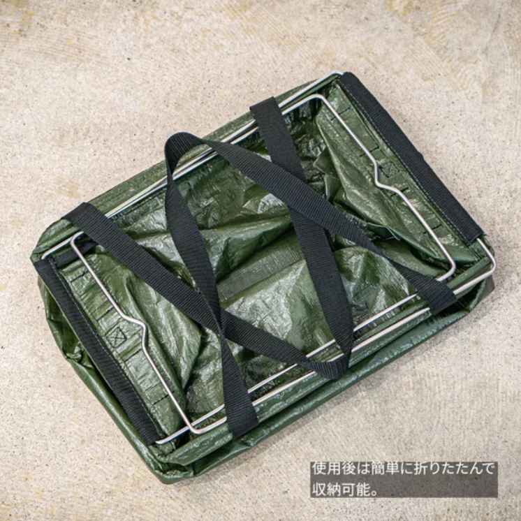 WHATNOT｜摺疊收納提籃-橄欖綠【綠色工場】ONE TOUCH BUCKET CLEAR 手提袋 置物袋 裝備袋