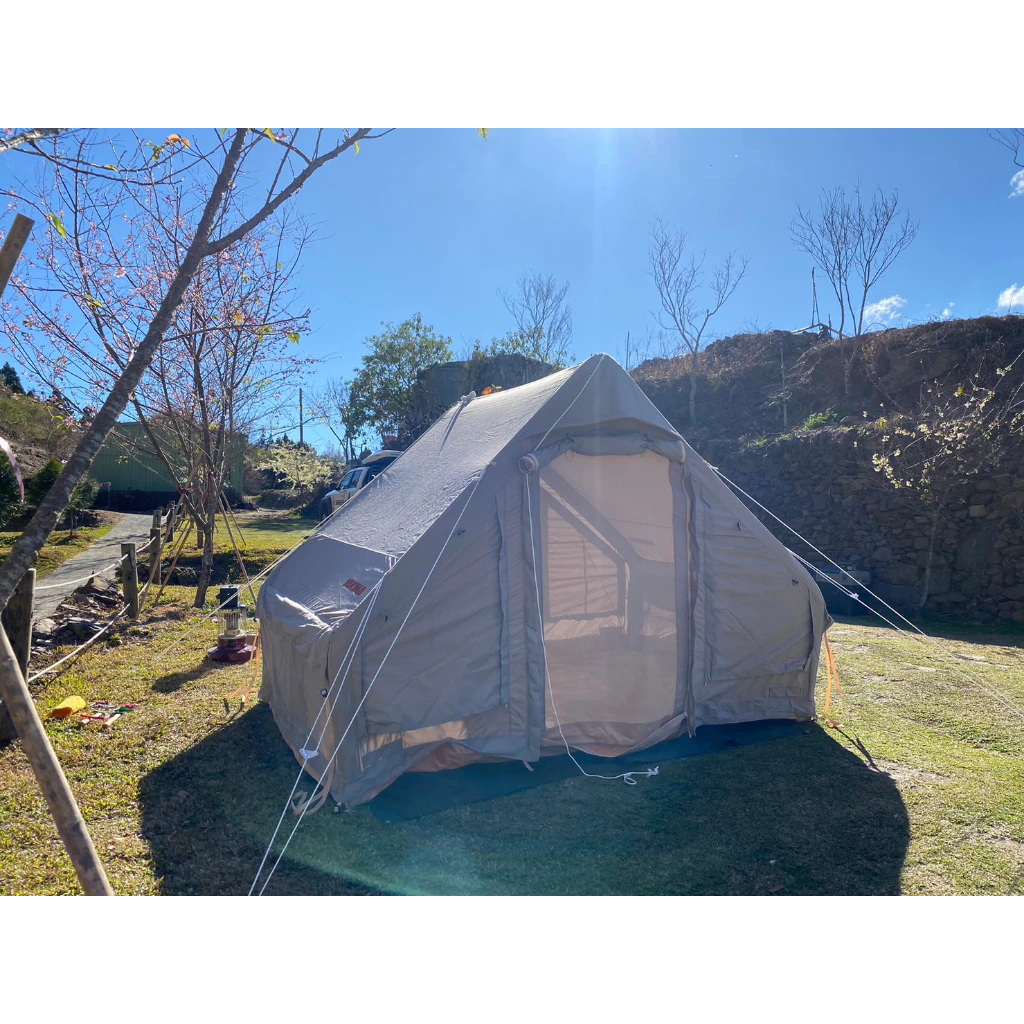 【綠色工場】YAKIMA 戶外充氣帳 棉布充氣帳 加厚棉布充氣帳篷 充氣帳篷 科技棉 紗窗 露營 打氣帳 (附打氣筒)