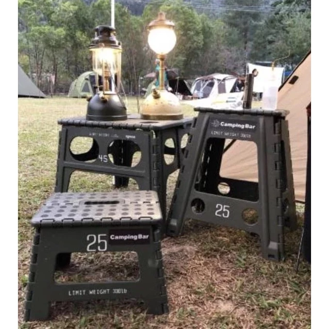 Camping Bar 22cm工業風折凳（買一送一）【綠色工場】小椅 摺疊凳 摺疊椅 板凳 露營 戶外 野營