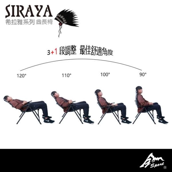 GO SPORT 希拉雅四段躺椅 【綠色工場】高背椅 摺疊椅 露營椅 可調整椅背 大川椅 附收納袋 木扶手