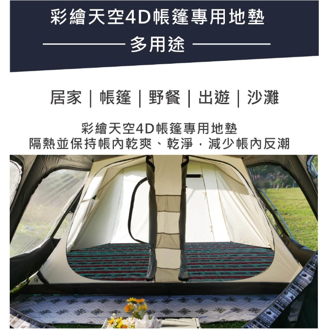 【綠色工場】Outdoorbase 彩繪天空4D帳篷專用 繽紛防水野營地墊 可機洗 內地墊 防潮墊 帳篷內墊 鋁箔內墊
