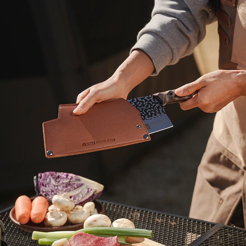 【綠色工場】KAZMI KZM 職人料理刀 3CR13不鏽鋼刀 胡桃木柄 露營刀具 野炊刀具 附皮革收納套