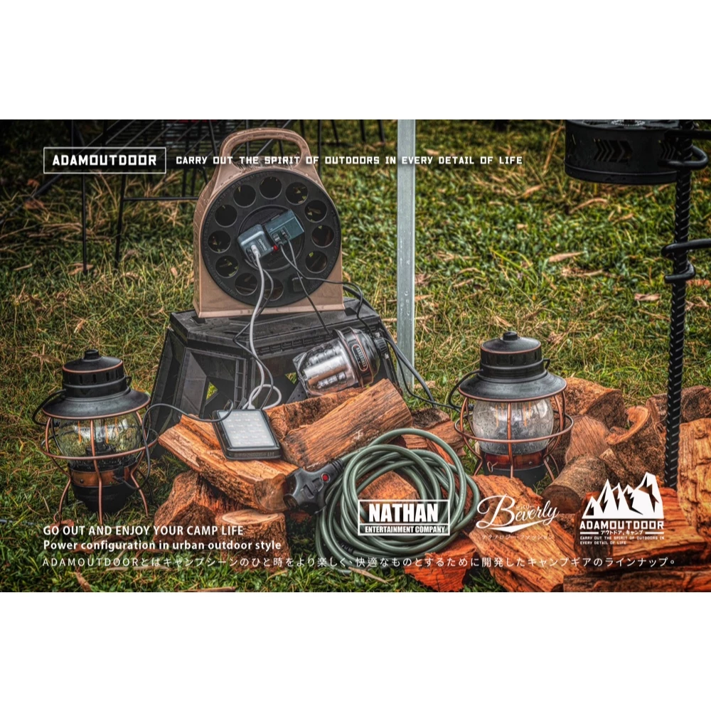 ADAMOUTDOOR｜4座3PIN輪座式延長線10.5M【綠色工場】 延長線 露營電線 電源線 露營延長線 台灣製