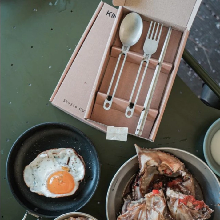 KINOX 不鏽鋼復古露營餐具套組【綠色工場】韓國製 露營餐具 筷子 湯匙 叉子 不鏽鋼316