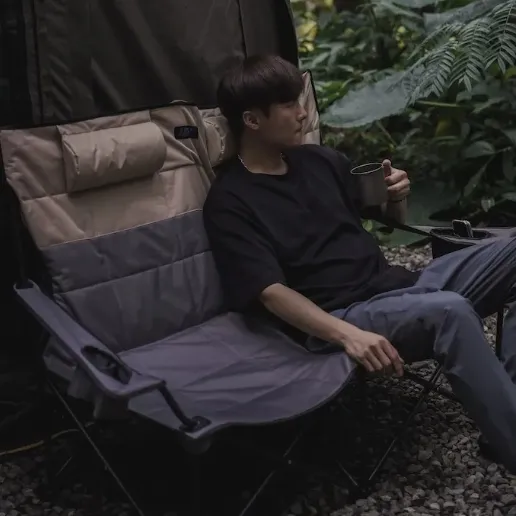 【LEKE 樂客】 森寓靠枕雙人椅 (米灰配色)