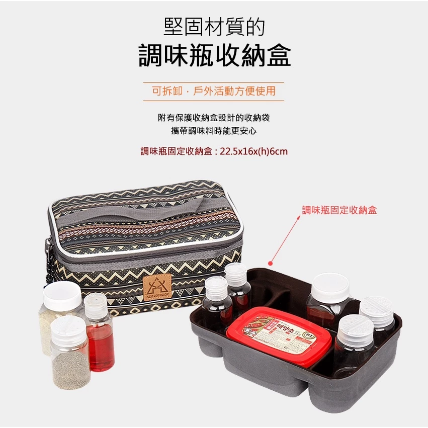 【綠色工場】KAZMI KZM 彩繪民族風調味料收納袋(L)(K9T3K003)藍灰色 廚房用具 烹飪 調味罐 收納袋