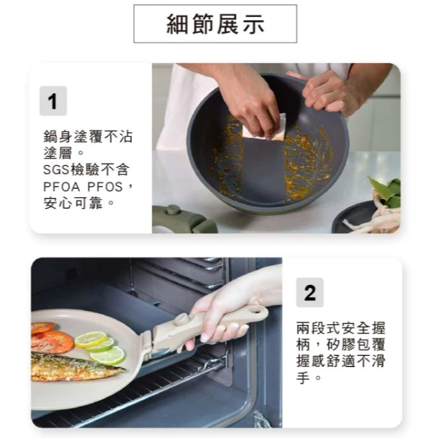 仙德曼 Sadomain 鑄造不沾煎烤盤 【綠色工場】AG026 附圓形收納袋 露營鍋具組 湯鍋 煎鍋 炒鍋 不沾塗層