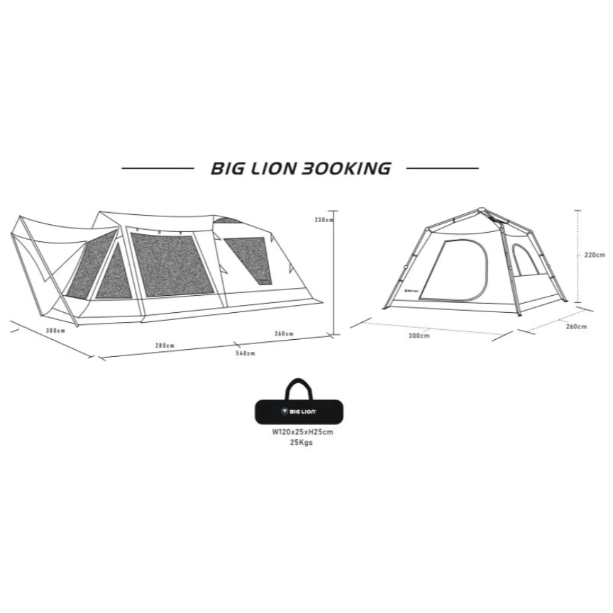 威力屋 黑獅王300KING (黑膠)【綠色工場】別墅帳篷 多人帳篷 速搭帳 四季帳 一房一廳 露營帳篷 快速帳 台灣製