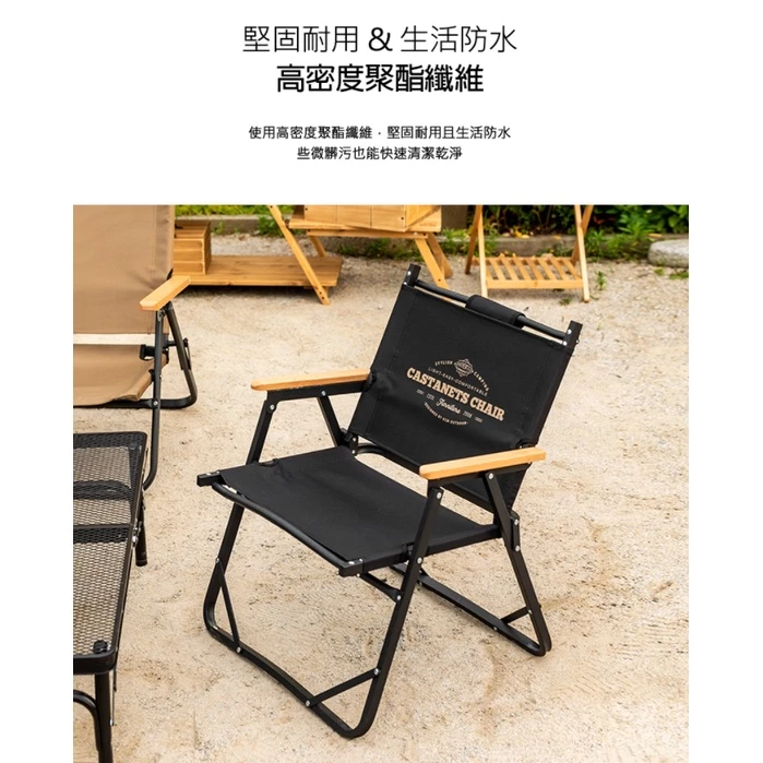 【綠色工場】 KAZMI KZM 素面木手把低座折疊椅 休閒椅 露營椅 武椅 摺疊椅 收納椅 (K20T1C026)