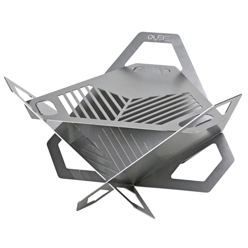 QUBE 星火3D組合式焚火台【綠色工場】 台灣製 焚火台 火盆 居家 露營 登山 燒烤架 烤肉架 鐵盤