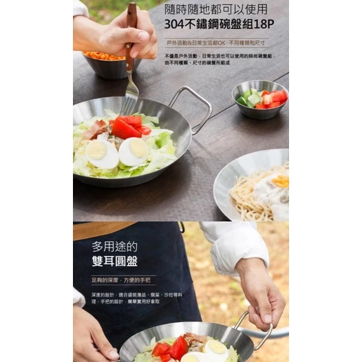 KAZMI KZM 304不鏽鋼碗盤組18P【綠色工場】 含收納袋 (K20T3K002) 餐具組 露營碗盤 不鏽鋼碗盤