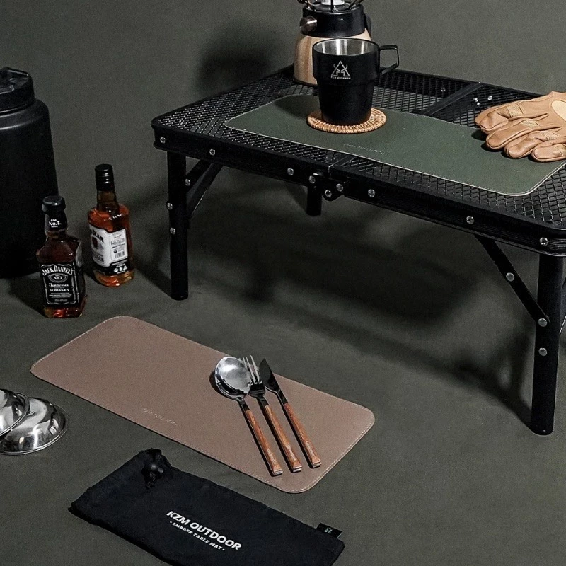 KAZMI KZM 仿皮革迷你餐墊(2入) 【綠色工場】桌墊 餐墊 仿皮革 防劃傷 防水止滑墊 餐桌墊 露營桌墊