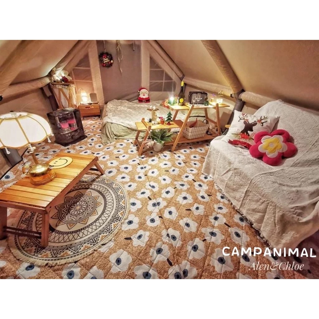 【綠色工場】Campanimal 熊熊毛絨花 可機洗 地墊 野餐墊 防潮地布 防水墊 帳篷內墊 內地墊 露營地墊