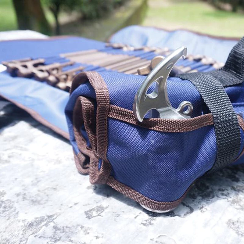 【綠色工場】TKS 捲綑式營釘收納包 營釘袋 台灣製 日本藍 可收納40支營釘 地釘袋 裝備袋 營鎚工具袋 工具包