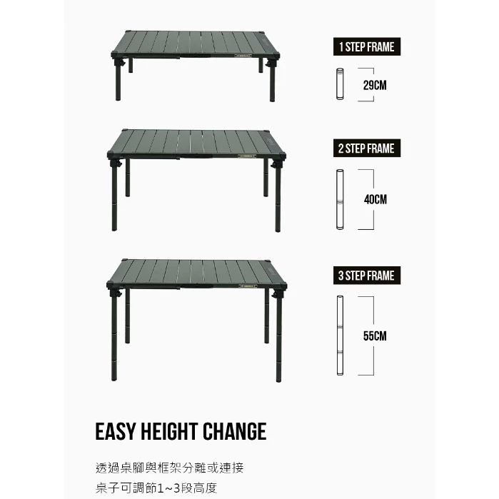 KAZMI KZM 工業風3單位輕量折疊桌【綠色工場】露營桌 IGT桌 一單位可使用 鋁合金桌 摺疊收納