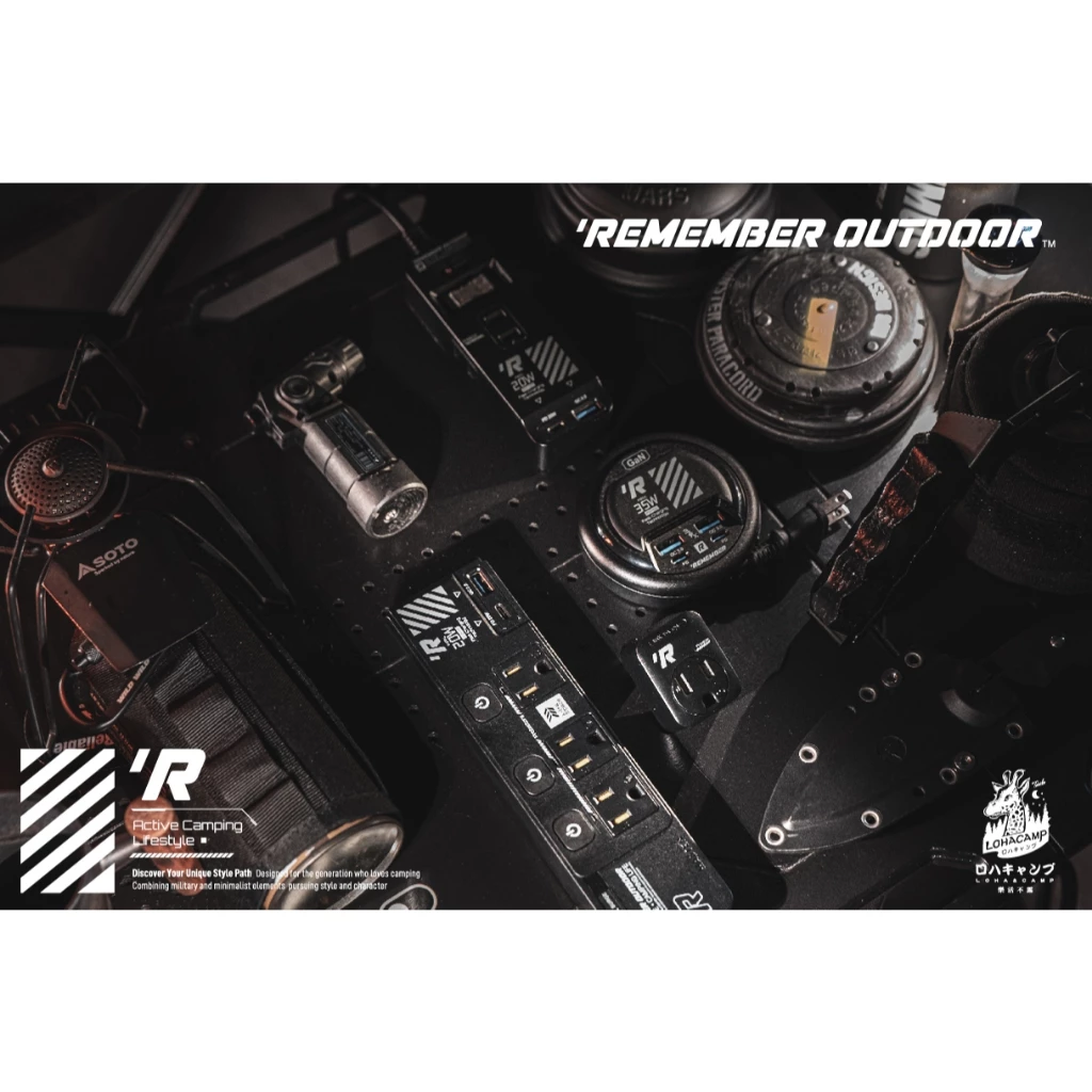 樂活不露 機甲風延長線【綠色工場】3口3孔 2米線長 動力線 自動斷電保護 Type-C孔位 軍風風格 獨立開關