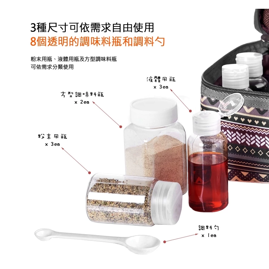 【綠色工場】KAZMI KZM 彩繪民族風調味料收納袋(L)(K9T3K003)藍灰色 廚房用具 烹飪 調味罐 收納袋