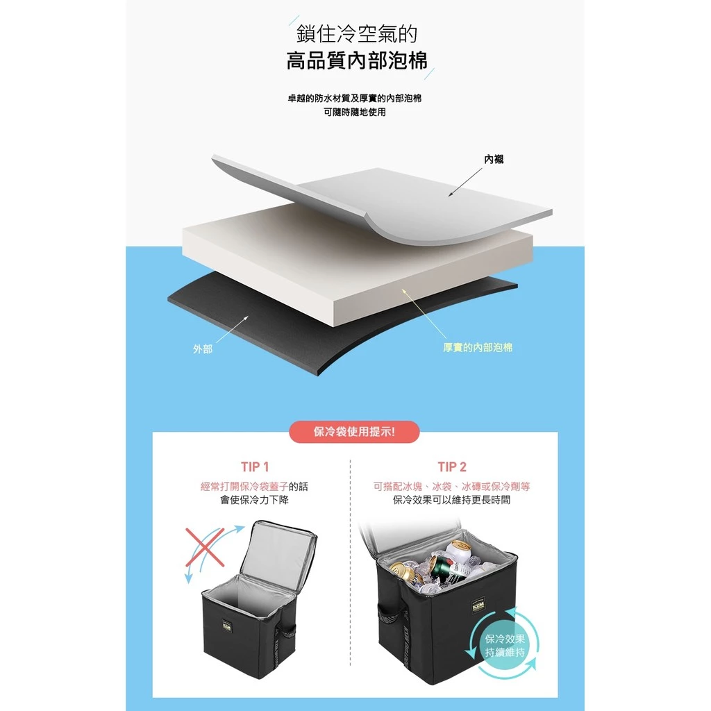 【綠色工場】KAZMI KZM 素面個性保冷袋 15L 保冰袋 保冷保溫 生鮮購物 野餐登山露營 (K20T3K007)