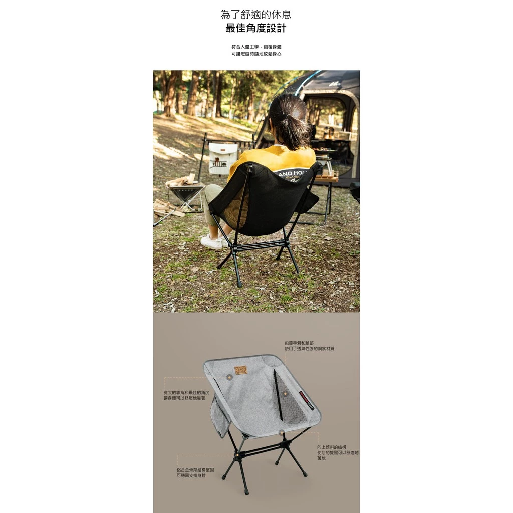 【綠色工場】KAZMI KZM 輕量椅(灰色) 休閒椅 摺疊椅 露營椅 收納椅 登山椅 (K21T1C01)
