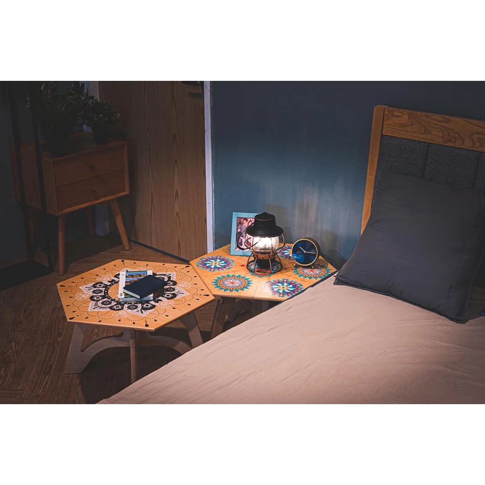 【綠色工場】TKS 六角蜂巢小桌 實木桌 露營桌 茶几 六角桌 帳內桌 木紋桌 露營小桌 居家茶几 家飾擺設 露營 戶外