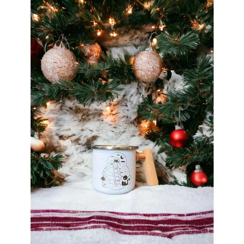 Truvii 聖誕木柄琺瑯/白鐵杯【綠色工場】聖誕限定 感溫變色杯 馬克杯 琺瑯杯 水杯 交換禮物 露營