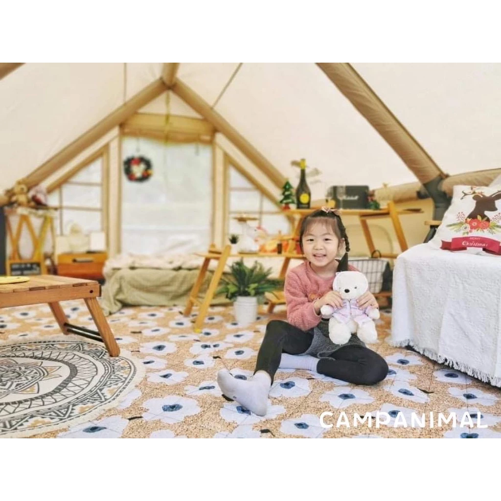 【綠色工場】Campanimal 熊熊毛絨花 可機洗 地墊 野餐墊 防潮地布 防水墊 帳篷內墊 內地墊 露營地墊