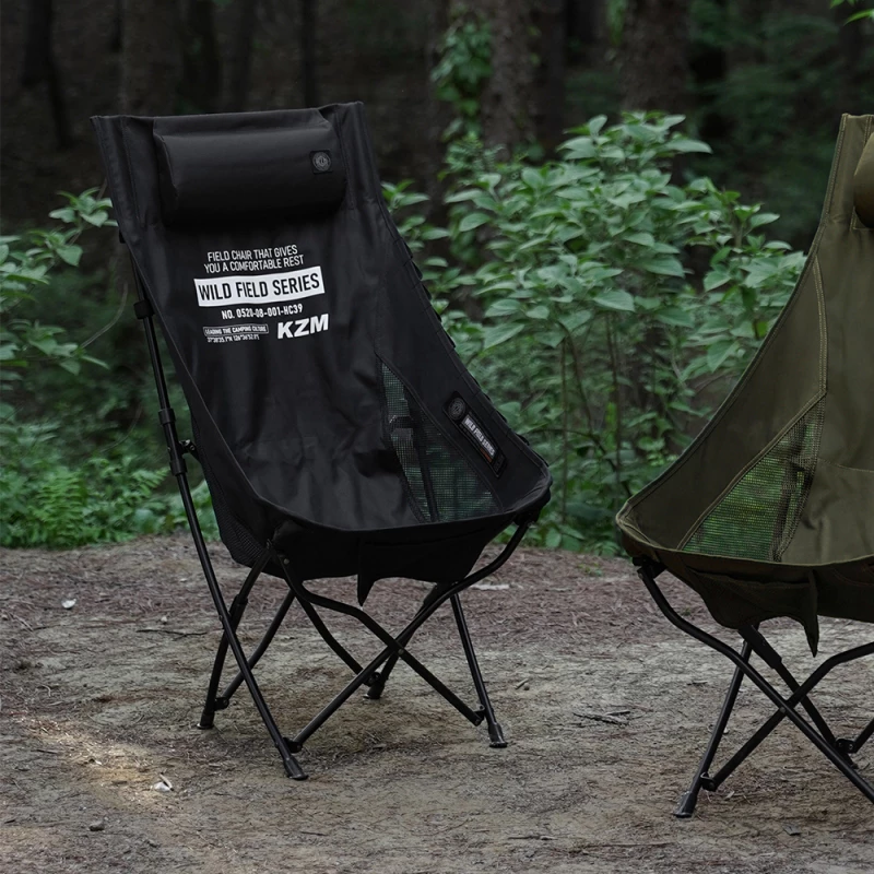 【綠色工場】KAZMI KZM 工業風高背懶人折疊椅 黑色/軍綠 月亮椅 折疊椅 露營椅 附收納袋