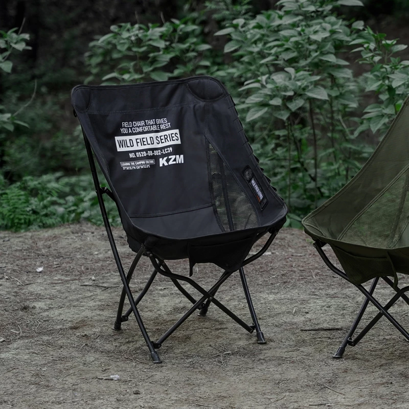 【綠色工場】KAZMI KZM 工業風懶人折疊椅 黑色/軍綠 月亮椅 折疊椅 露營椅 附收納袋
